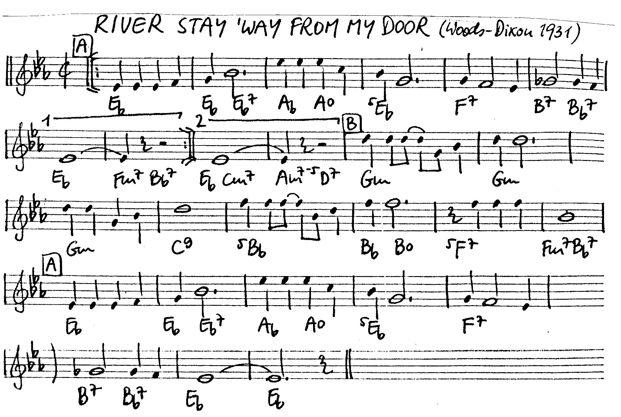 river stay 'way from my door leadsheet – book us for your next 20s or gatsby event